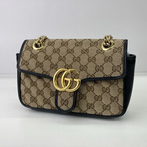 Gucci Brown Marmont Leather GG Bag Shoulder